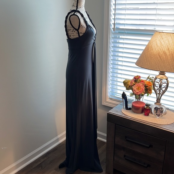 MAX & CLEO Braided Strap Front Drape Evening Gown Maxi Dress - Picture 6 of 9